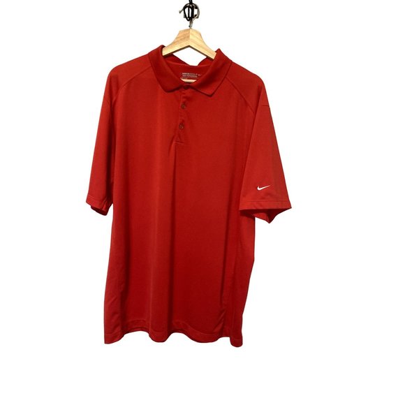 NIKE GOLF TOUR PERFORMANCE MENS 2XL DRI-FIT RED SHORT SLEEVE POLO SHIRT - Picture 1 of 3